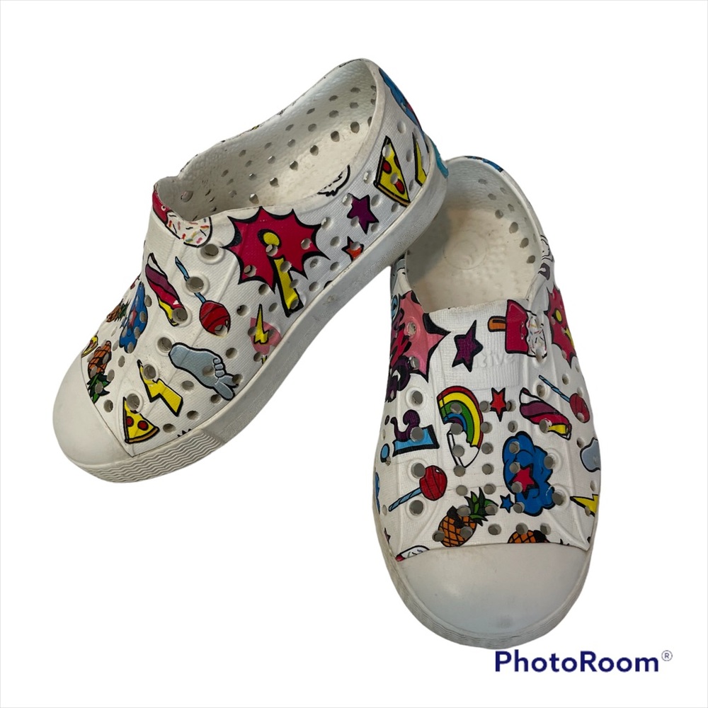 Native Multi-colored Shell Jefferson Slip on Shoes Rare Sticker Pr…